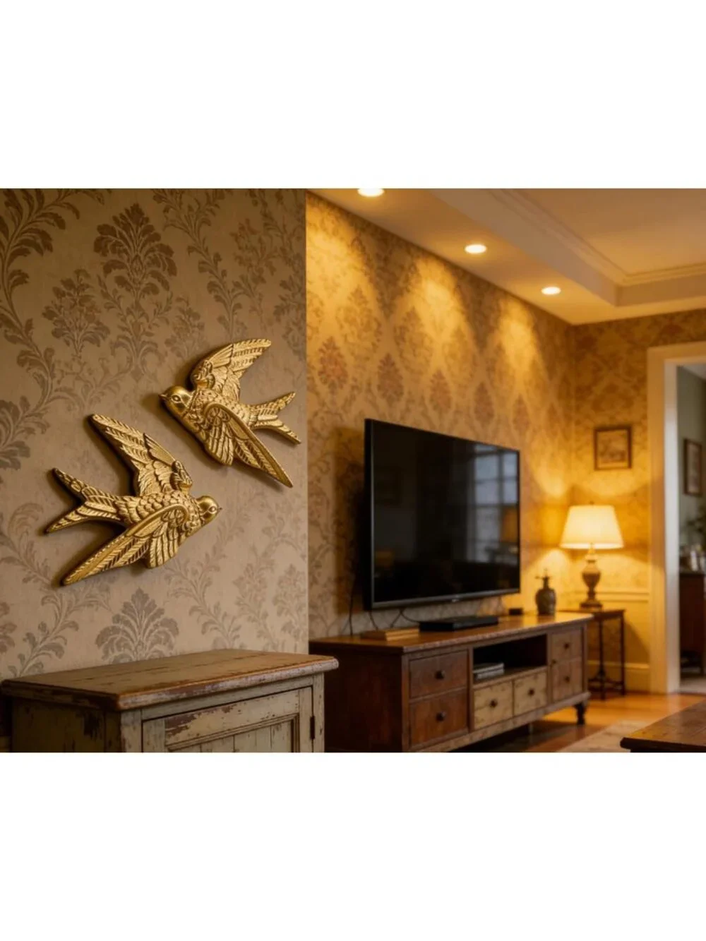 Elegant Gold Swallow Bird Wall Sculptures Set of 2 | Perfect for Home Decor